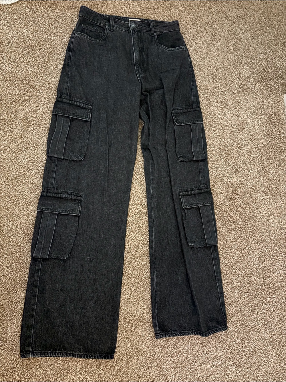 NAF NAF High-Rise Black Cargo Jeans